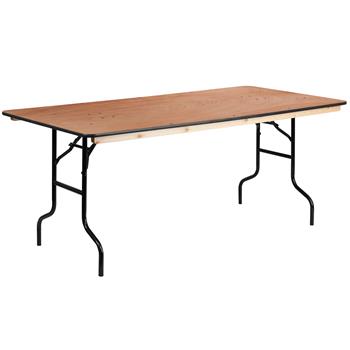 Flash Furniture 6&#39; Rectangular Wood Folding Banquet Table With Clear Coated Finished Top