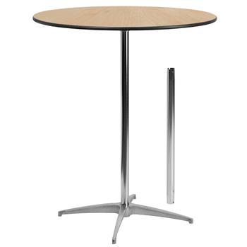 Flash Furniture Cocktail Table with 30&#39;&#39; and 42&#39;&#39; Columns, Wood, 36&quot; Round