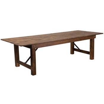 Flash Furniture Hercules Series 9&#39; x 40&quot; Rectangular Antique Rustic Solid Pine Folding Farm Table