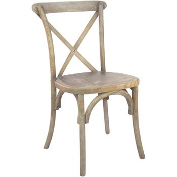 Flash Furniture Advantage Medium Natural With White Grain X-Back Chair