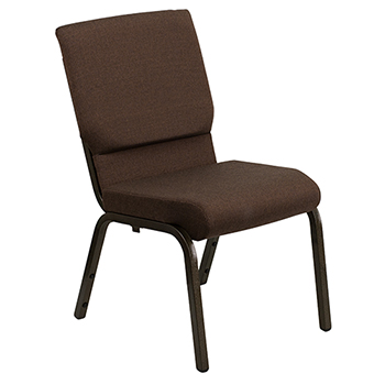 Flash Furniture HERCULES Series 18.5&#39;&#39;W Stacking Church Chair in Brown Fabric - Gold Vein Frame