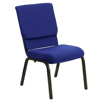 Flash Furniture Hercules Series 18.5&#39;&#39;W Stacking Church Chair In Navy Blue Fabric, Gold Vein Frame