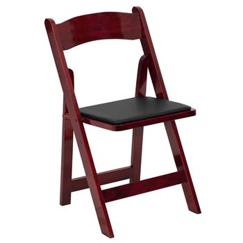 Flash Furniture HERCULES Series Mahogany Wood Folding Chair with Vinyl Padded Seat