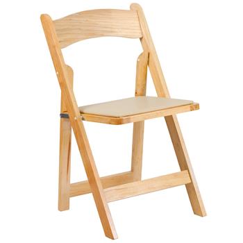 Flash Furniture HERCULES Series Folding Chair with Vinyl Seat, Wood, Natural