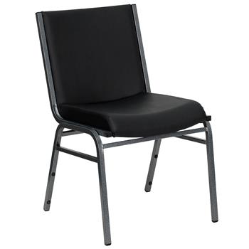 Black Frame Alera Upholstered Stacking Chairs w/Square Back Black Vinyl 
