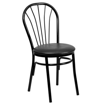Flash Furniture HERCULES Series Fan Back Metal Chair - Black Vinyl Seat