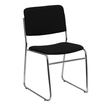 Flash Furniture Hercules Series High Density Sled Base Stacking Chair, 500 lb Capacity, Chrome Frame, Black