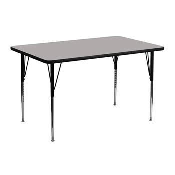 Flash Furniture Rectangular HP Laminate Activity Table, Standard Height Adjustable Legs, Grey, 24&#39;&#39; W x 48&#39;&#39; L