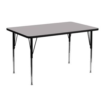 Flash Furniture Activity Table, Standard Height Adjustable Legs, 24&quot; W x 48&quot; L, Thermal Laminate, Grey