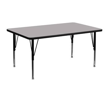 Flash Furniture Wren Rectangular Thermal Laminate Activity Table, 24 in W x 48 in L, Adjustable Short Legs, Grey