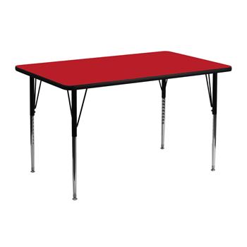 Flash Furniture Wren Rectangular HP Laminate Activity Table, 24 in W x 48 in L, Standard Adjustable Legs, Red