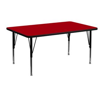 Flash Furniture Wren Rectangular Thermal Laminate Activity Table, 24 in W x 48 in L, Adjustable Short Legs, Red