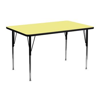 Flash Furniture Wren Rectangular Thermal Laminate Activity Table, 24 in W x 48 in L, Standard Adjustable Legs, Yellow
