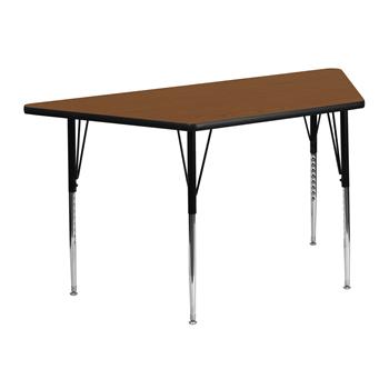 Flash Furniture Wren Trapezoid HP Laminate Activity Table, 22-1/2 in W x 45 in L, Standard Adjustable Legs, Oak