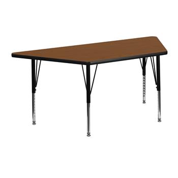 Flash Furniture Wren Trapezoid HP Laminate Activity Table, 22-1/2 in W x 45 in L, Adjustable Short Legs, Oak