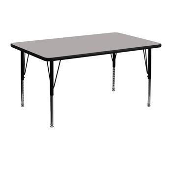 Flash Furniture Wren Rectangular HP Laminate Activity Table, 30 in W x 48 in L, Adjustable Short Legs, Grey