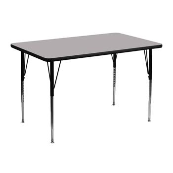 Flash Furniture Activity Table, Standard Height Adjustable Legs, 30&quot; W x 48&quot; L, Thermal Laminate, Grey