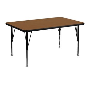 Flash Furniture Wren Rectangular HP Laminate Activity Table, 30 in W x 48 in L, Adjustable Short Legs, Oak