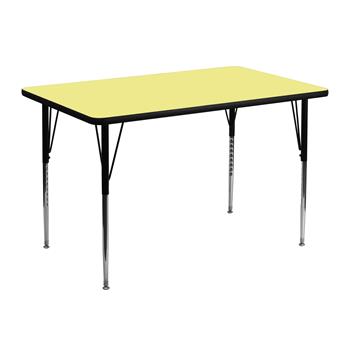 Flash Furniture Wren Rectangular Thermal Laminate Activity Table, 30 in W x 48 in L, Standard Adjustable Legs, Yellow