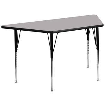 Flash Furniture Trapezoid Thermal Laminate Activity Table, Standard Height Adjustable Legs, Grey, 29.5&#39;&#39; W x 57.25&#39;&#39; L