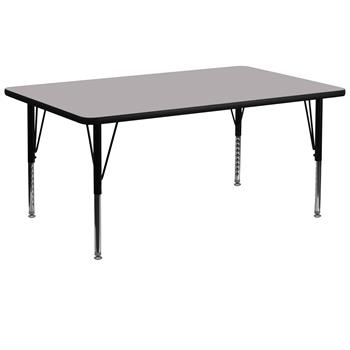 Flash Furniture Activity Table, Height Adjustable Short Legs, 30&quot; W x 72&quot; L, Thermal Laminate, Grey