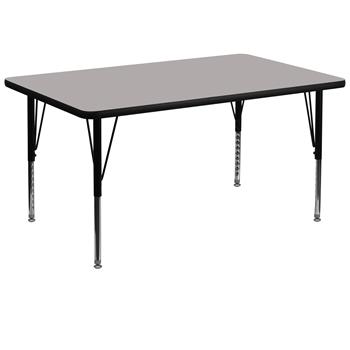 Flash Furniture Rectangular Grey HP Laminate Activity Table, Height Adjustable Short Legs, 36&#39;&#39; W x 72&#39;&#39; L