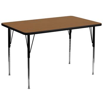 Flash Furniture Rectangular Oak Thermal Laminate Activity Table, Standard Height Adjustable Legs, 36&#39;&#39; W x 72&#39;&#39; L