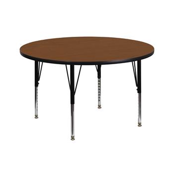 Flash Furniture Activity Table, Height Adjustable Short Legs, 42&quot; Round, HP Laminate, Oak