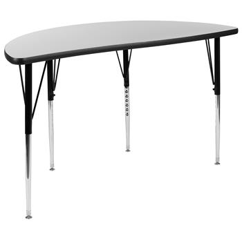 Flash Furniture Height Adjustable Half-Circle Wave Activity Table, Thermal Laminate, Grey, 47.5&quot;