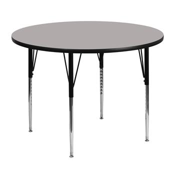 Flash Furniture Round HP Laminate Activity Table, Standard Height Adjustable Legs, 48&quot;, Grey