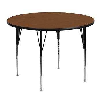 Flash Furniture Round HP Laminate Activity Table, Standard Height Adjustable Legs, 48&quot;, Oak