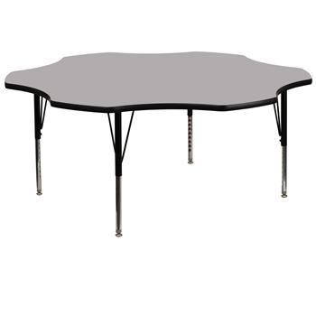 Flash Furniture Flower Activity Table, Height Adjustable Short Legs, 60&quot;, Thermal Laminate, Grey