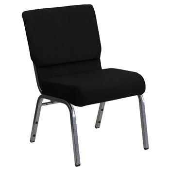 Flash Furniture HERCULES Series Stacking Church Chair, 21&quot; W, Black/Silver Vein