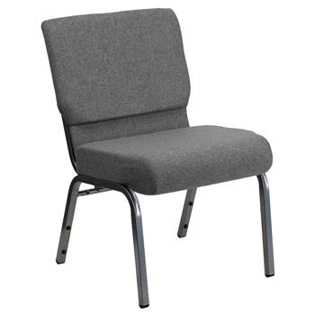 Flash Furniture HERCULES Series Stacking Church Chair, 21&quot; W, Gray/Silver Vein