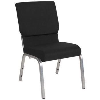 Flash Furniture HERCULES Series 18.5&#39;&#39;W Stacking Church Chair in Black Fabric - Silver Vein Frame
