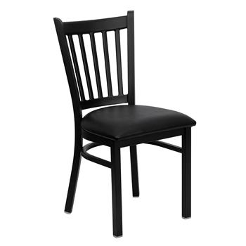 Flash Furniture HERCULES Series Vertical Back Restaurant Chair, Vinyl Seat/Metal, Black