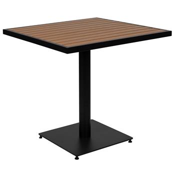 Flash Furniture Outdoor Patio Bistro Dining Table With Faux Teak Poly Slats, 30&quot; Square