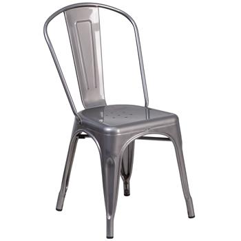 Flash Furniture Clear Coated Metal Indoor Stackable Chair