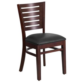 Flash Furniture Darby Series Slat Back Restaurant Chair, Vinyl Seat, Walnut, Black