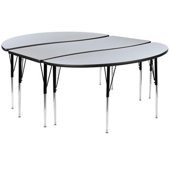 Flash Furniture 3-Piece 86&quot; Height Adjustable Oval Wave Activity Table, Thermal Laminate, Grey