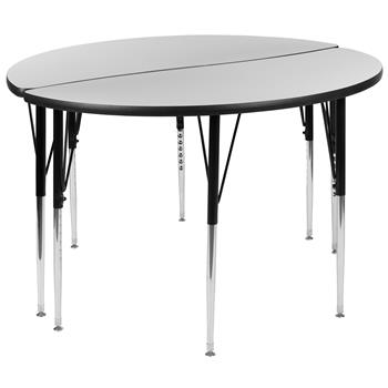 Flash Furniture 2-Piece 47.5&quot; Height Adjustable Circle Wave Activity Table, Thermal Laminate, Grey