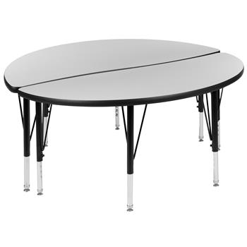 Flash Furniture 2-Piece 47.5&quot; Short-Leg Height Adjustable Circle Wave Activity Table, Thermal Laminate, Grey