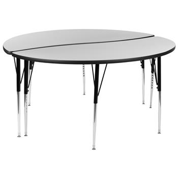 Flash Furniture 2-Piece 60&quot; Height Adjustable Circle Wave Activity Table, Thermal Laminate, Grey