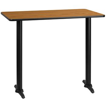 Flash Furniture Table Top with 5&quot; x 22&quot; Bar Height Table Bases, 30&quot; x 48&quot;, Laminate, Natural