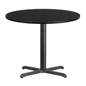 Flash Furniture Table Top with 30&quot; x 30&quot; Table Height Base, 36&quot; Round, Laminate, Black