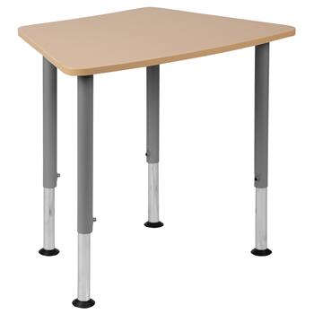 Flash Furniture Hex Natural Collaborative Student Desk, Adjustable From 22.3&quot; To 34&quot;, Home And Classroom