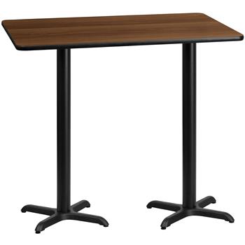 Flash Furniture Table Top with 22&quot; x 22&quot; Table Height Base, 30&quot; Square, Laminate, Walnut