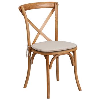 Flash Furniture Hercules Series Stackable Cross Back Chair with Cushion, Oak Wood