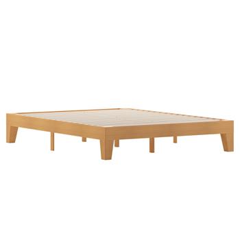 Flash Furniture Evelyn Wood Queen Platform Bed with Wooden Support Slats, Natural Pine Finish