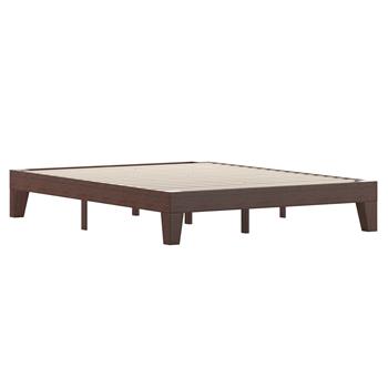 Flash Furniture Evelyn Wood Queen Platform Bed with Wooden Support Slats, Walnut Finish